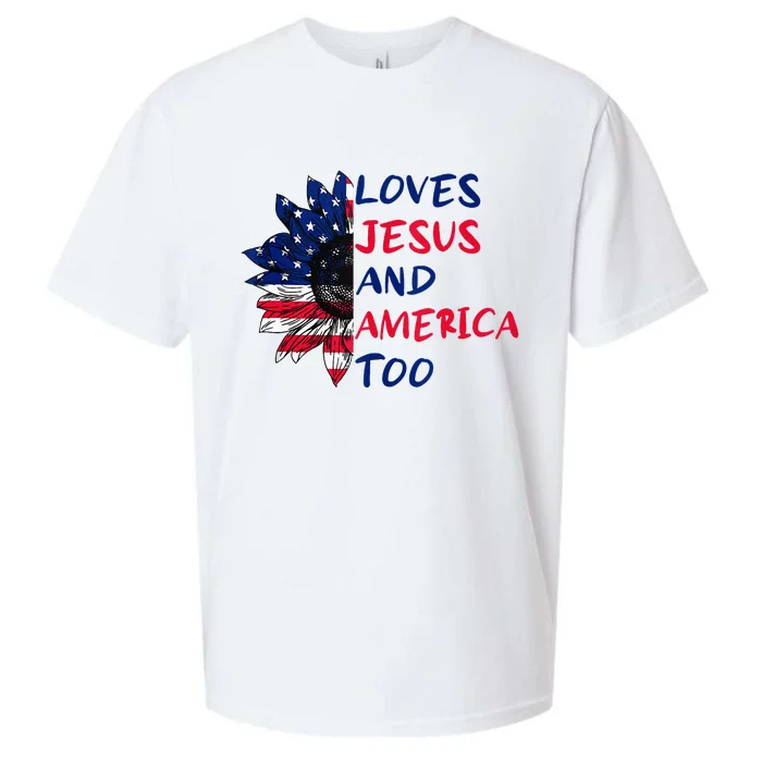 Loves Jesus And America Too Sunflower Sueded Cloud Jersey T-Shirt