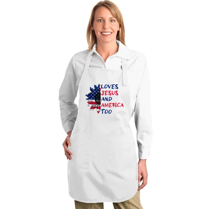 Loves Jesus And America Too Sunflower Full-Length Apron With Pocket