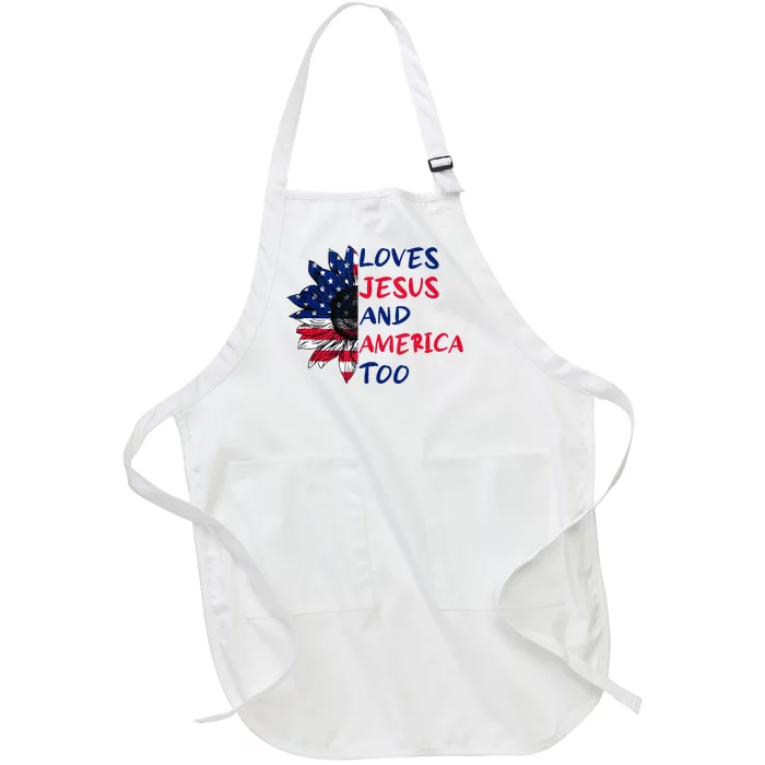 Loves Jesus And America Too Sunflower Full-Length Apron With Pocket