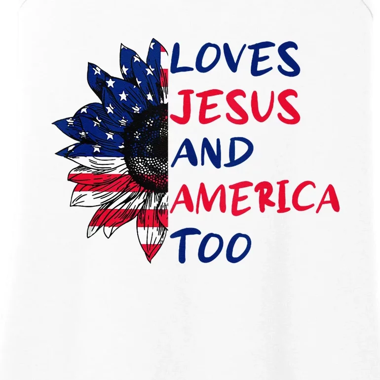 Loves Jesus And America Too Sunflower Ladies Essential Tank