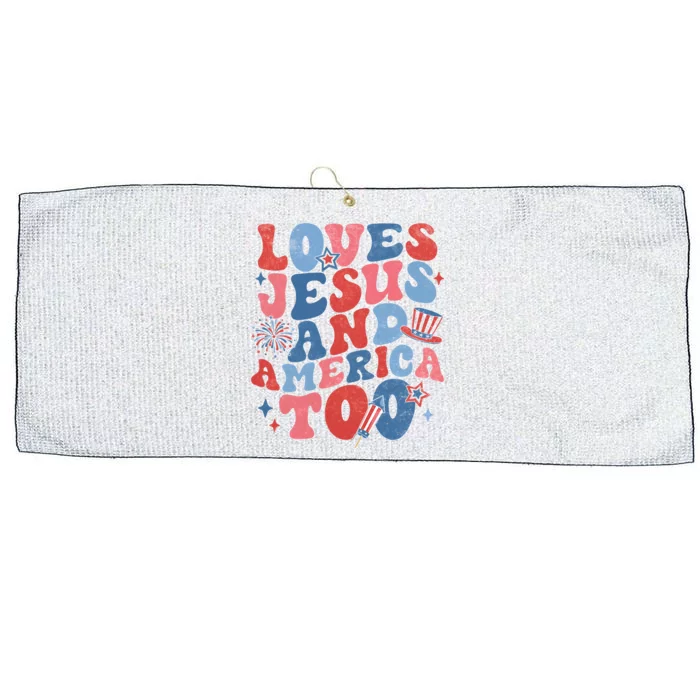 Loves Jesus And America Too Large Microfiber Waffle Golf Towel