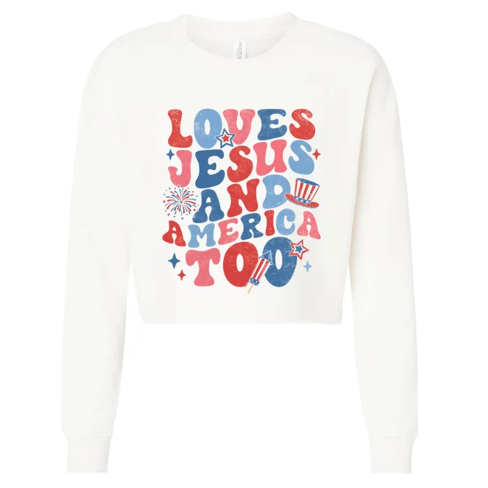 Loves Jesus And America Too Cropped Pullover Crew