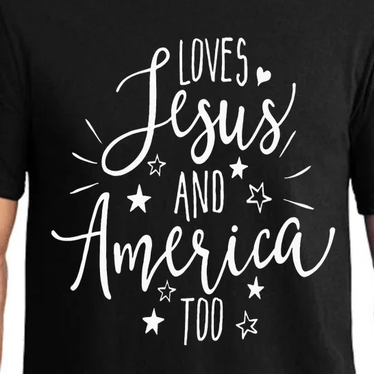 Loves Jesus And America Too 4th Of July Christian Pajama Set