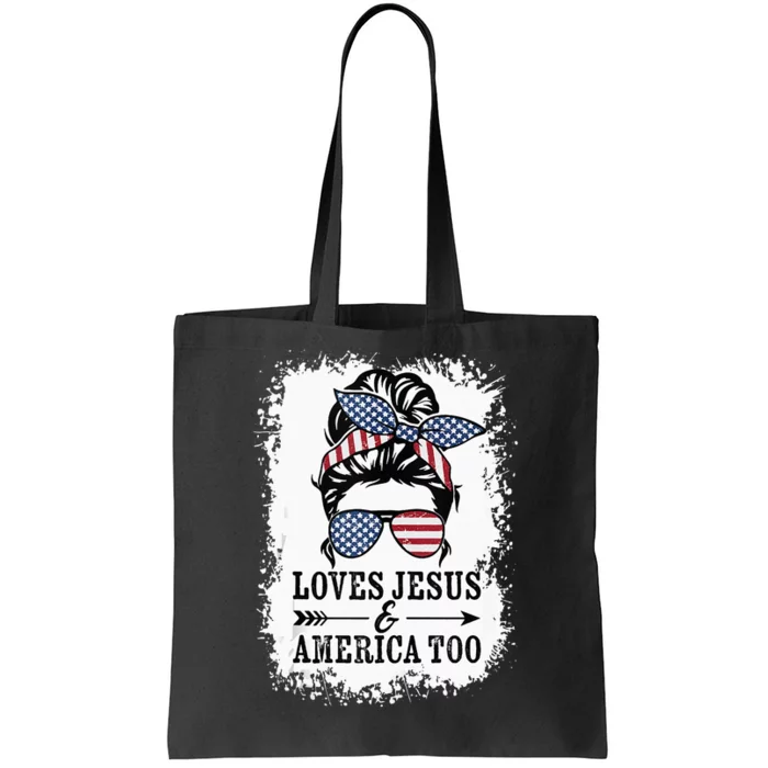 Loves Jesus & America Too Cute Christian Womens 4th July Tote Bag