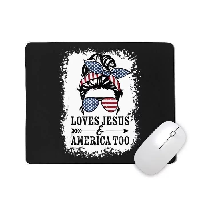 Loves Jesus & America Too Cute Christian Womens 4th July Mousepad