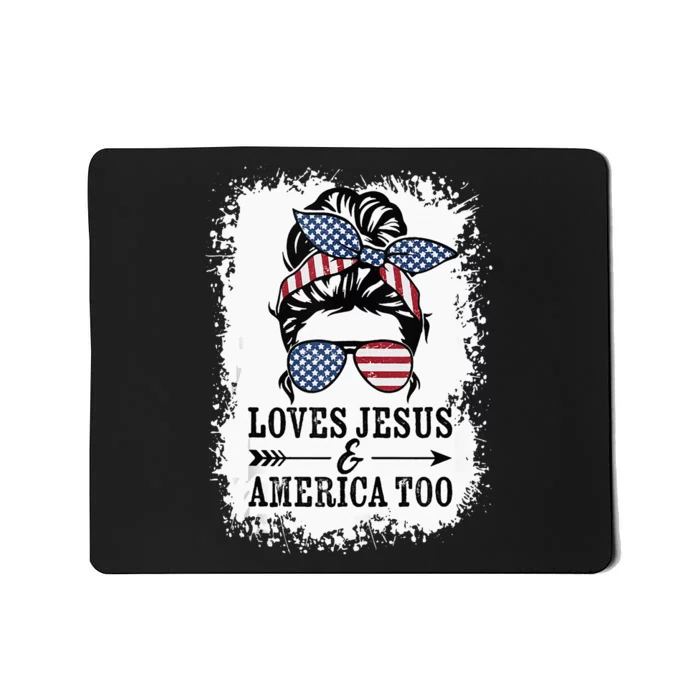 Loves Jesus & America Too Cute Christian Womens 4th July Mousepad