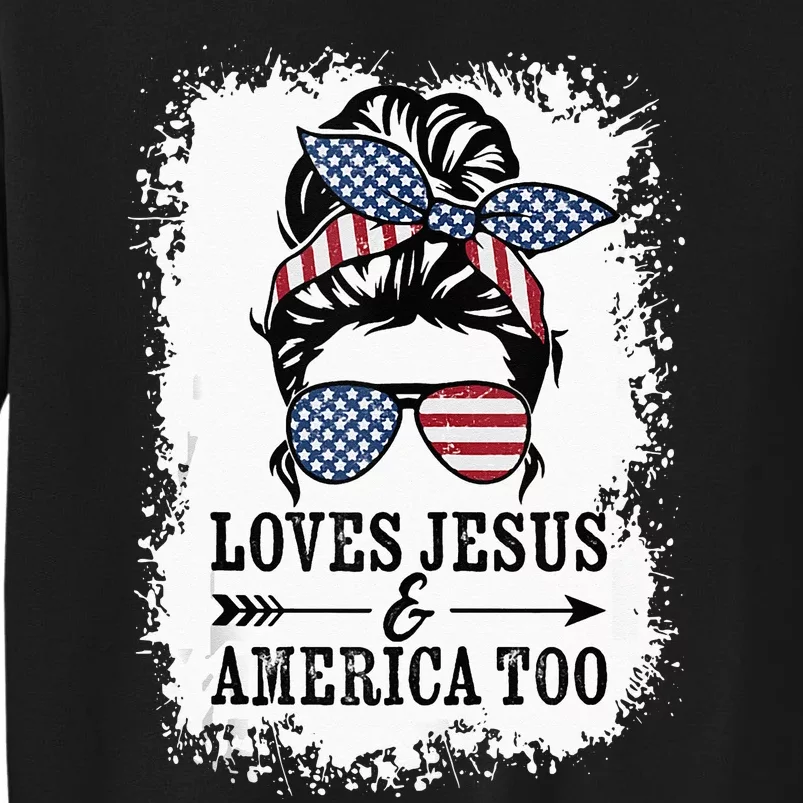 Loves Jesus & America Too Cute Christian Womens 4th July Tall Sweatshirt