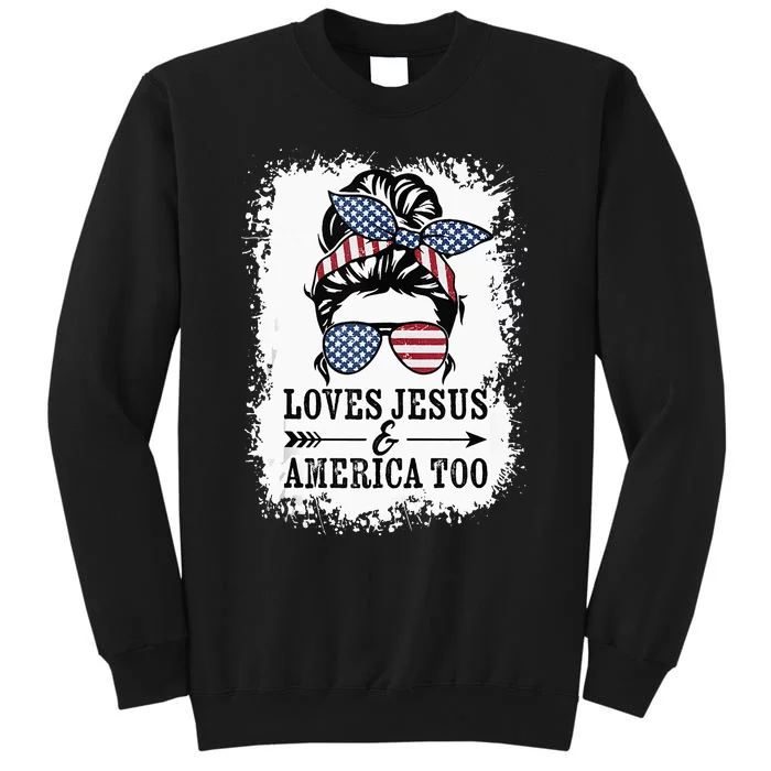 Loves Jesus & America Too Cute Christian Womens 4th July Tall Sweatshirt