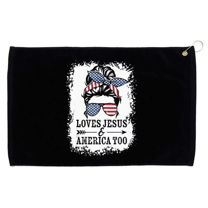 Loves Jesus & America Too Cute Christian Womens 4th July Grommeted Golf Towel