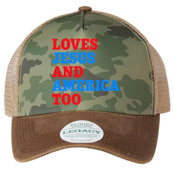 Loves Jesus and America Too Legacy Tie Dye Trucker Hat