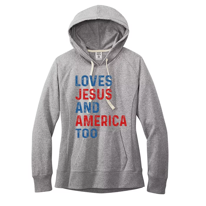 Loves Jesus And America Too 4th of July Proud Women's Fleece Hoodie