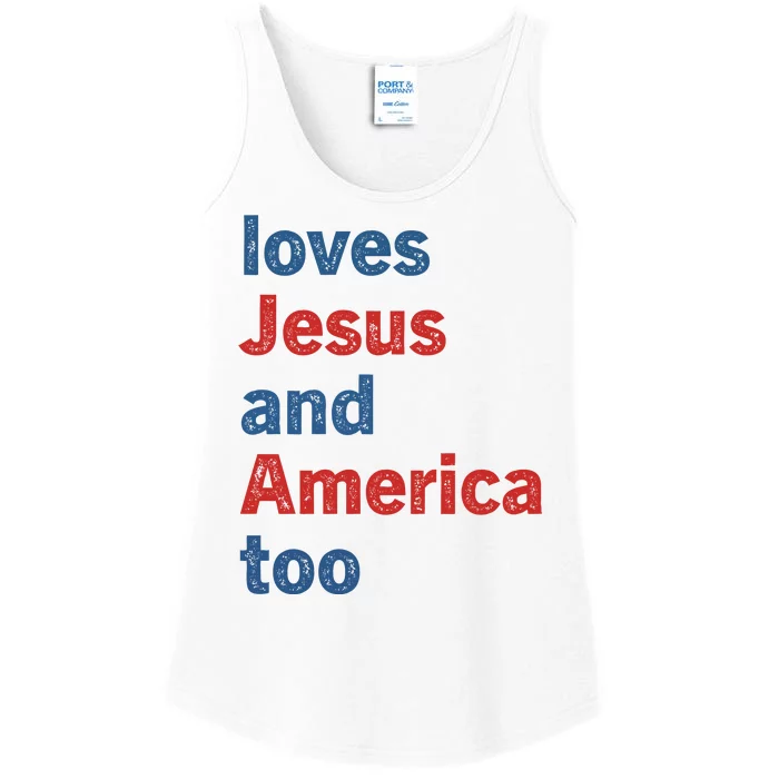 Loves Jesus And America Too Ladies Essential Tank