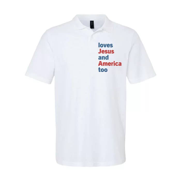 Loves Jesus And America Too Softstyle Adult Sport Polo