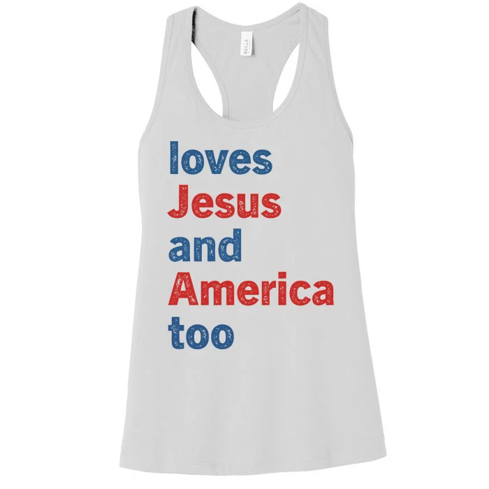 Loves Jesus And America Too Women's Racerback Tank