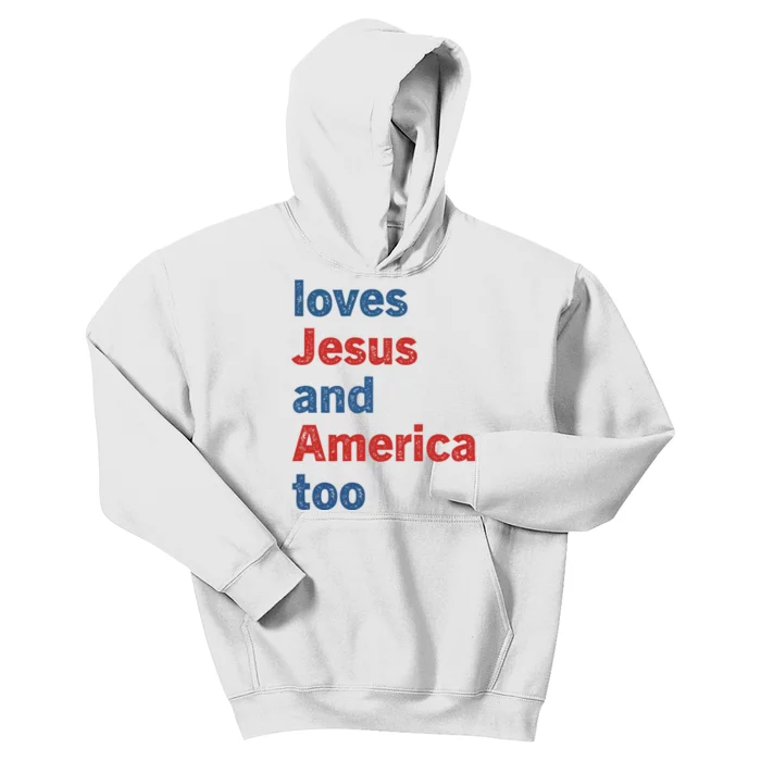 Loves Jesus And America Too Kids Hoodie