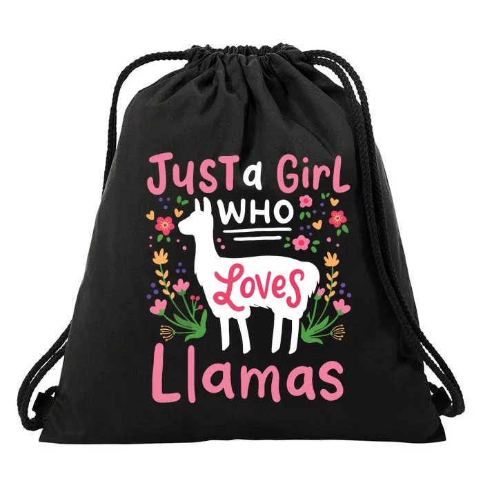 Llama Just A Girl Who Loves Llamas Llama Lover Gift Drawstring Bag