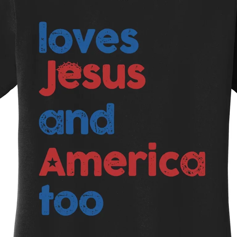 Love Jesus And Love America Retro Women's T-Shirt