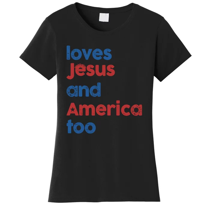 Love Jesus And Love America Retro Women's T-Shirt