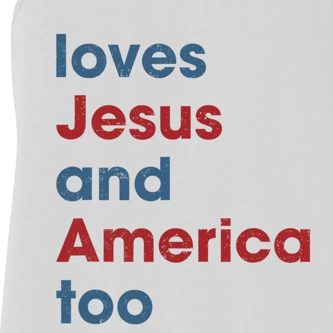 Loves Jesus And America Too Christian Patriot Women's Racerback Tank