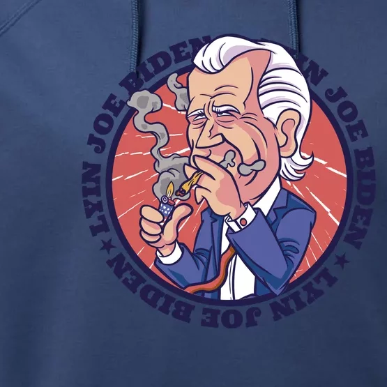 Lyin Joe Biden Smoking Joint Funny Performance Fleece Hoodie