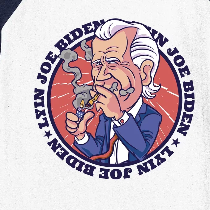 Lyin Joe Biden Smoking Joint Funny Baseball Sleeve Shirt