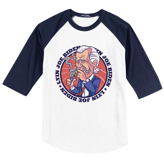 Lyin Joe Biden Smoking Joint Funny Baseball Sleeve Shirt