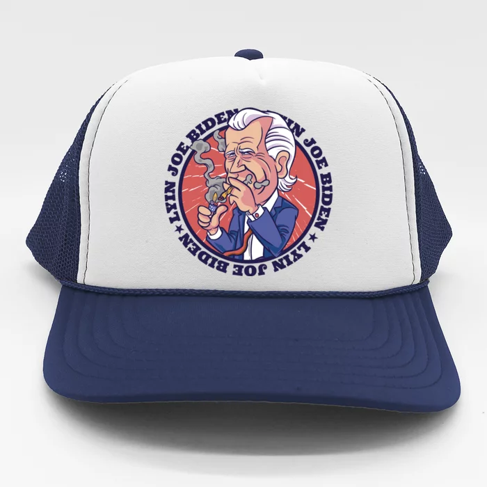 Lyin Joe Biden Smoking Joint Funny Trucker Hat