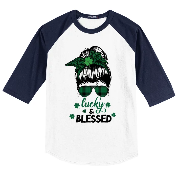 Lucky Just Blessed Shamrock St Patrick Day Irish Baseball Sleeve Shirt