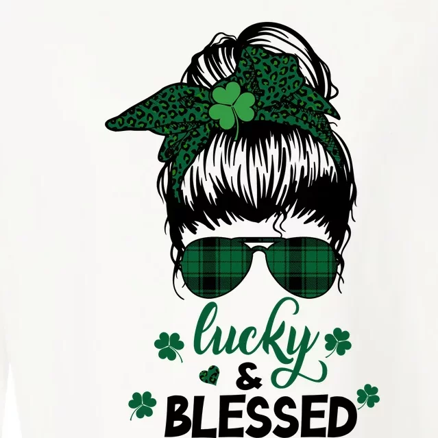 Lucky Just Blessed Shamrock St Patrick Day Irish Cropped Pullover Crew