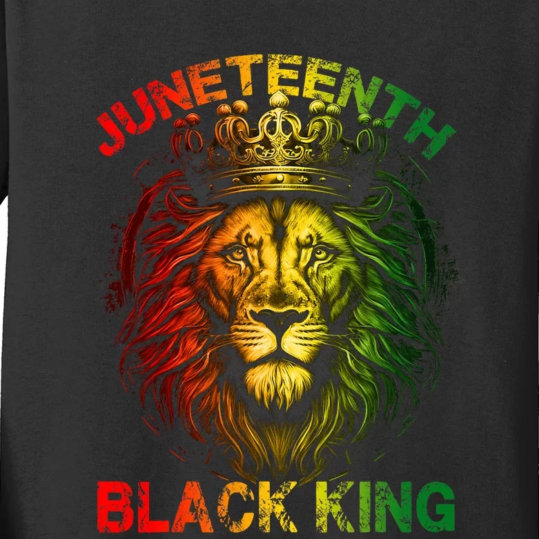 Lion Juneteenth Black King Melanin Father Dad Kids Long Sleeve Shirt