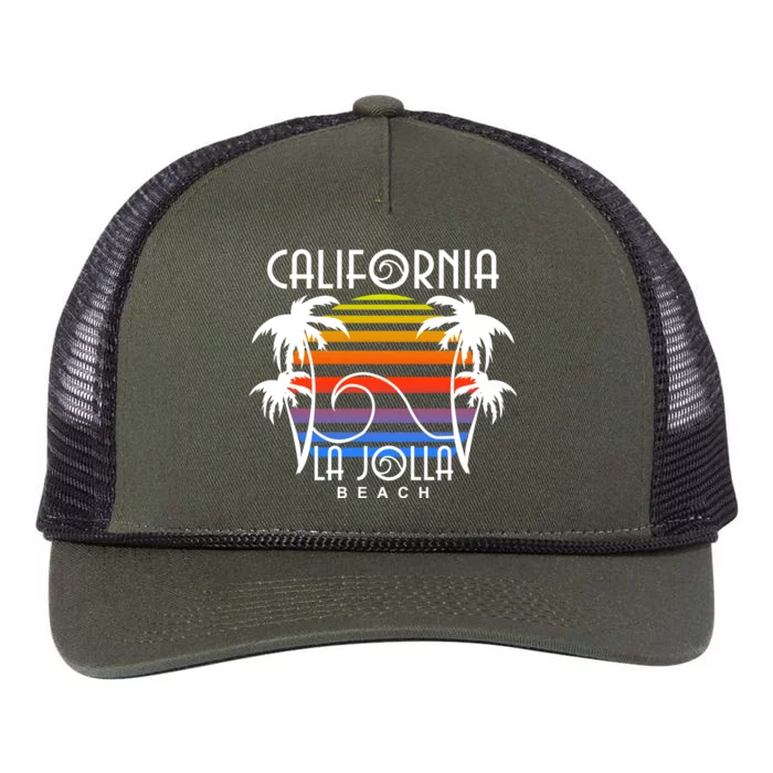 La Jolla Beach California Retro Rope Trucker Hat Cap