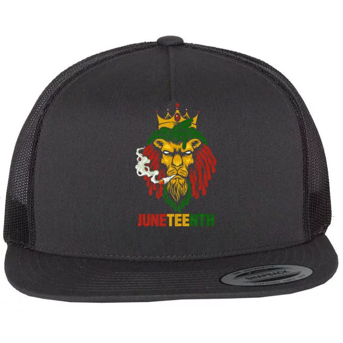 Lion Juneteenth Cool Black History African American Flag Flat Bill Trucker Hat