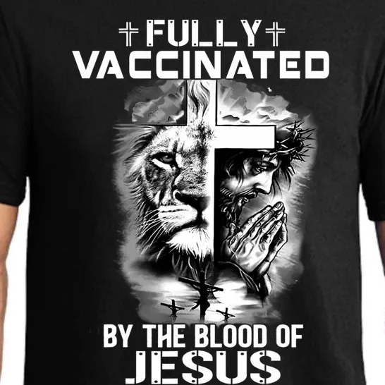 Lion Jesus Cross Fully Vaccinated By The Blood Of Jesus Pajama Set