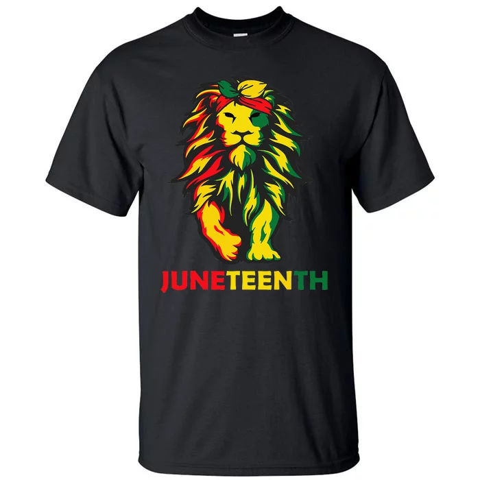 Lion Juneteenth Cool Black History African American Flag Tall T-Shirt