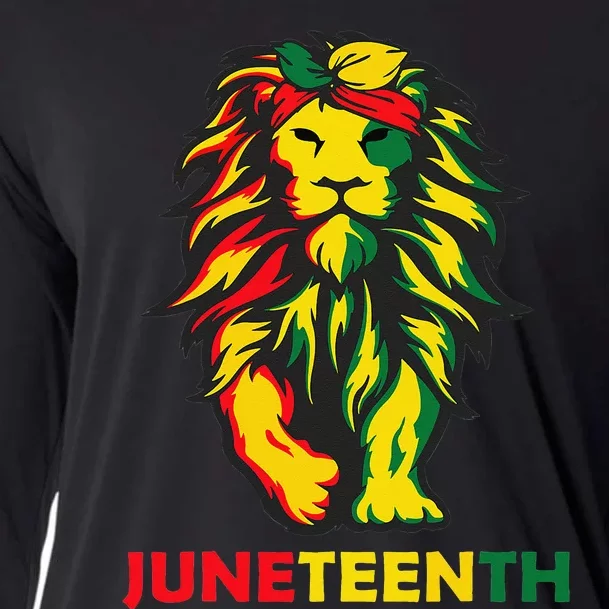 Lion Juneteenth Cool Black History African American Flag Cooling Performance Long Sleeve Crew