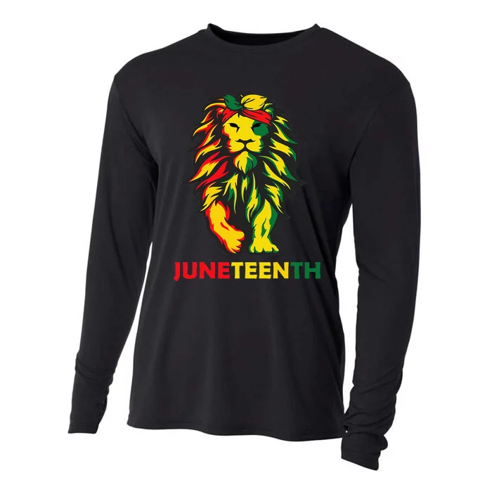 Lion Juneteenth Cool Black History African American Flag Cooling Performance Long Sleeve Crew