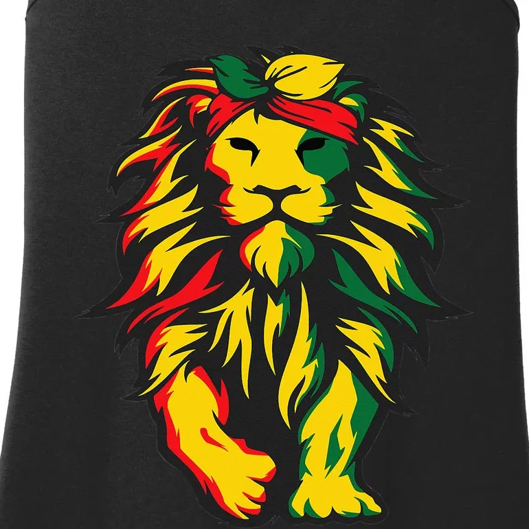 Lion Juneteenth Cool Black History African American Flag Ladies Essential Tank