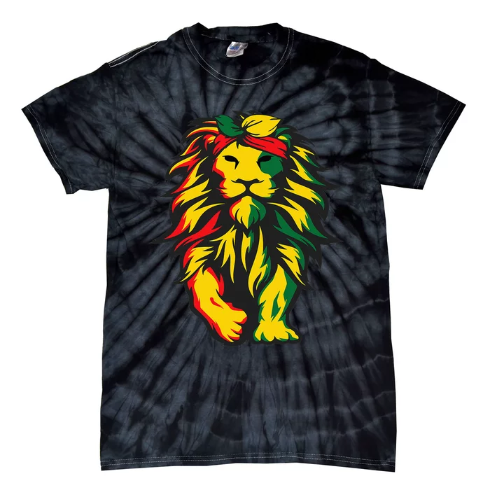 Lion Juneteenth Cool Black History African American Flag Tie-Dye T-Shirt