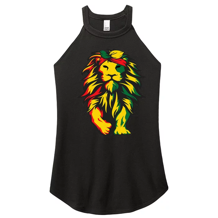 Lion Juneteenth Cool Black History African American Flag Women’s Perfect Tri Rocker Tank