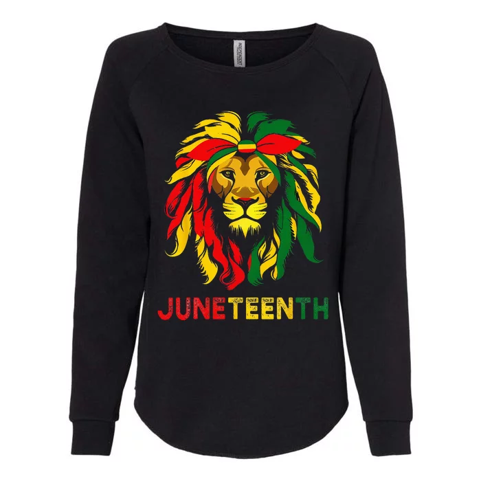 Lion Juneteenth Cool Black History African American Flag Womens California Wash Sweatshirt