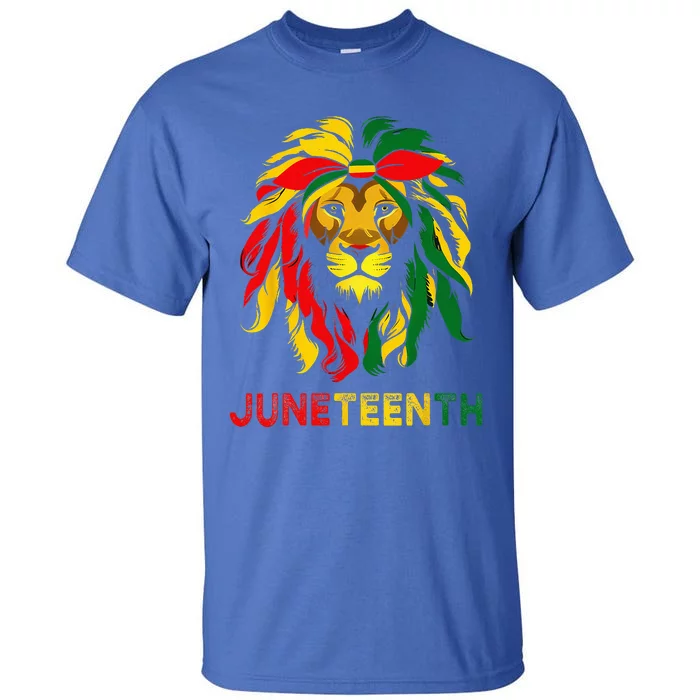 Lion Juneteenth Cool Black History African American Flag Tall T-Shirt