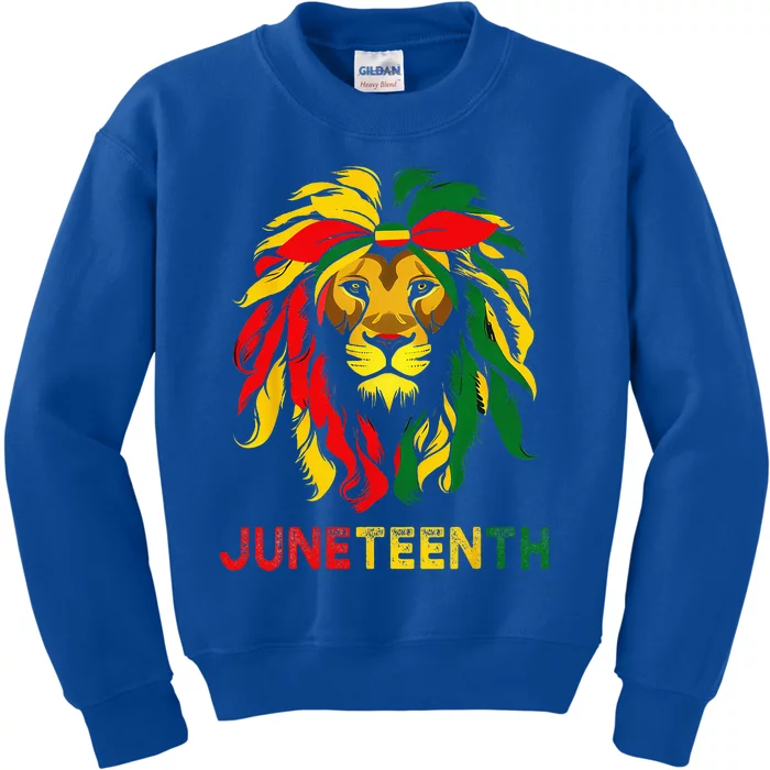 Lion Juneteenth Cool Black History African American Flag Kids Sweatshirt