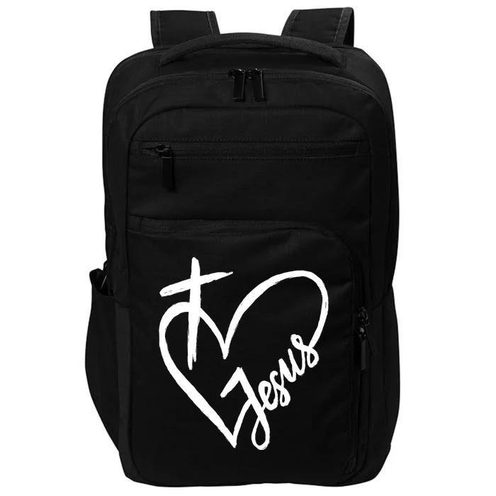 Love Jesus Cross Heart Impact Tech Backpack