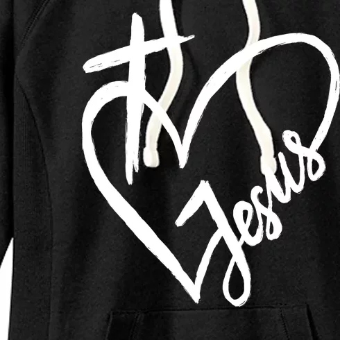 Love Jesus Cross Heart Women's Fleece Hoodie