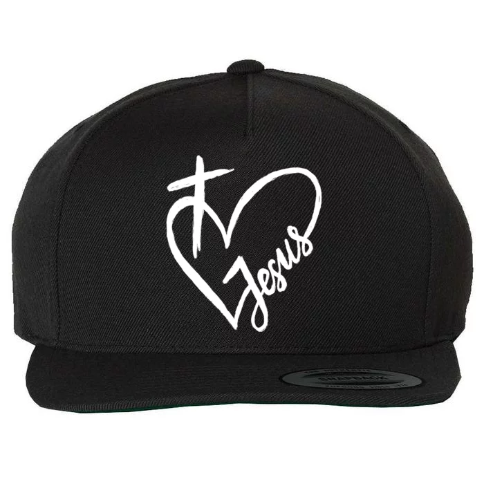 Love Jesus Cross Heart Wool Snapback Cap