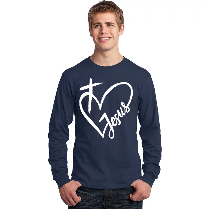 Love Jesus Cross Heart Tall Long Sleeve T-Shirt