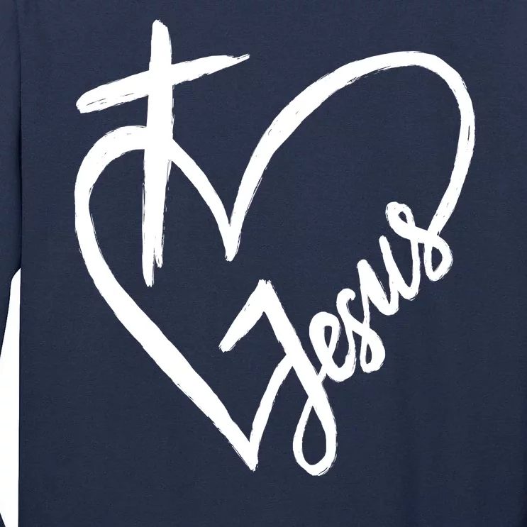 Love Jesus Cross Heart Tall Long Sleeve T-Shirt