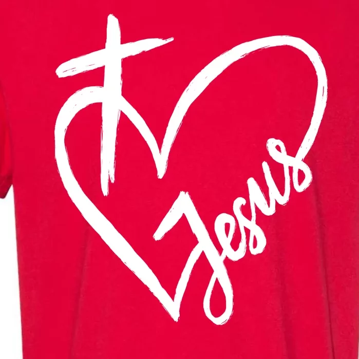 Love Jesus Cross Heart Garment-Dyed Heavyweight T-Shirt