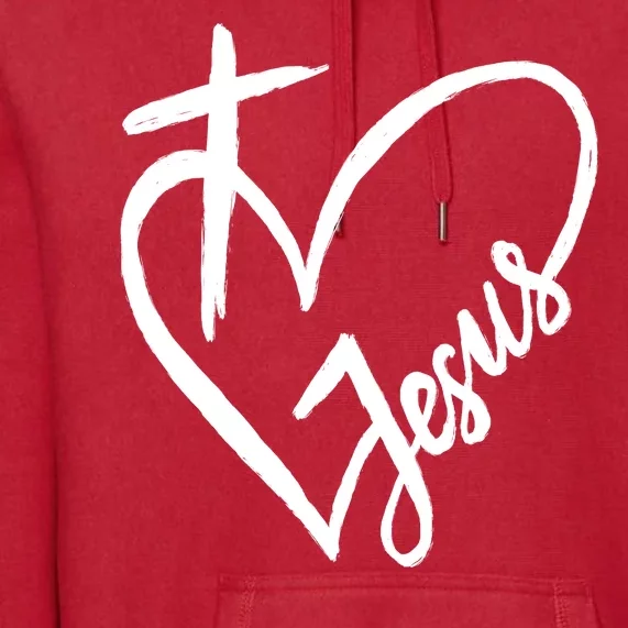 Love Jesus Cross Heart Premium Hoodie