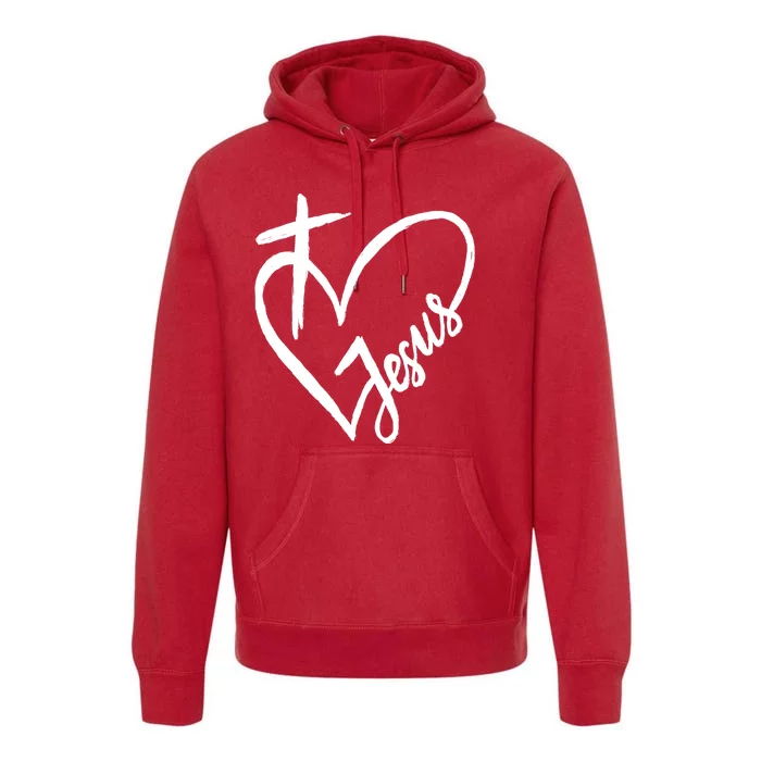 Love Jesus Cross Heart Premium Hoodie